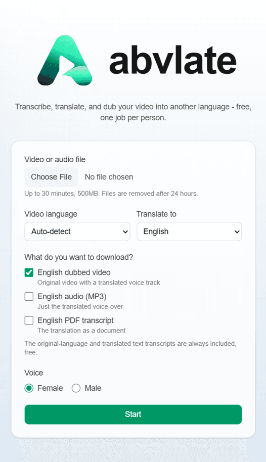 abvlate: Multilingual Video Translation & Dubbing screenshot